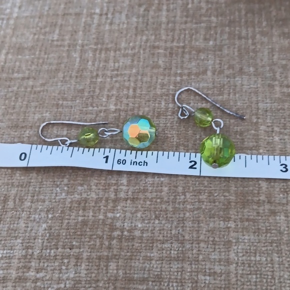 Silver Tone Glass Beaded Dangle Earrings - Picture 3 of 6
